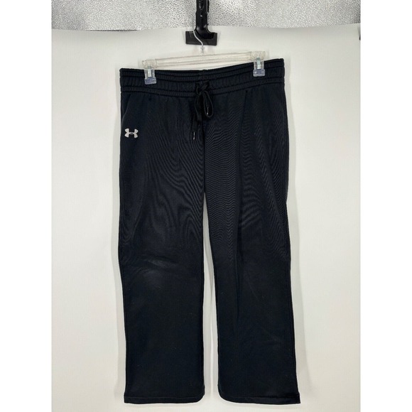 Under Armour Sweatpants Mens Small Semi-Fitted Black Drawstring Logo - Picture 1 of 6